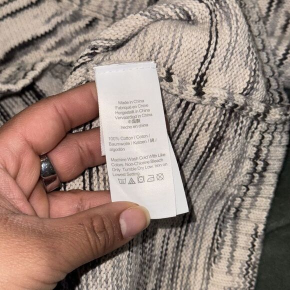 J.Crew Space Dye Sweater Women's Ivory Black 100% Cotton Knitted Long Sleeve M - Picture 8 of 9